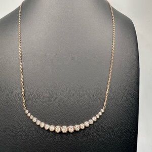 Henri Bendel Crystal Bar Necklace Brassy Tone Adjustable Signed FLAW SEE 16”-19”